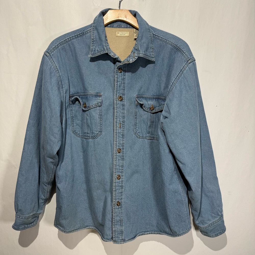 Rugged Earth XL flannel lined Denim Shirt shacket cold weather jacket mens XL